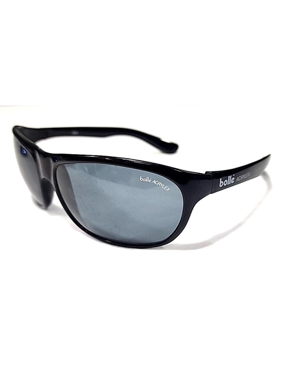 Bolle Acrylex 494 Vintage Black Nylon Gray Oval Sunglasses France READ